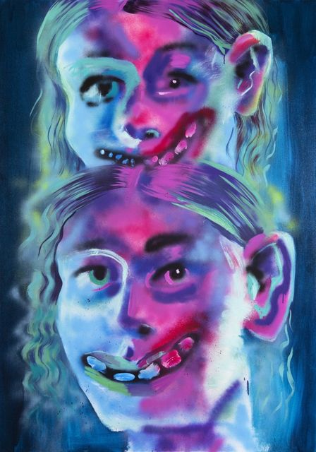 Natalie Westbrook, Oil and acrylic on canvas, Twin Grin, 2022