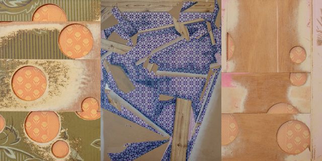 Erik de Bree, Wallpaper and acrylic on panel, Soviet Series #59, 2021