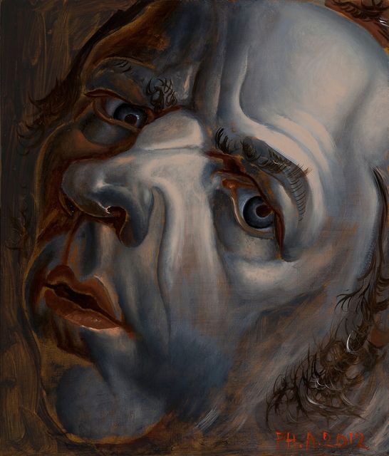 Philip  Akkerman, Oil on masonic panel, Self-portrait 2012 no. 16, 2014