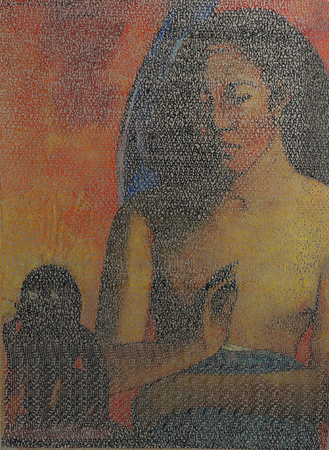Ashley Zelinskie, Laser cut canvas, Merahi metua no Tehamana, 2016