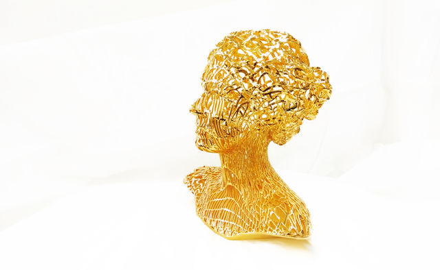 Ashley Zelinskie, NASA laser gold plated 3D printed ABS, Human Code, 
