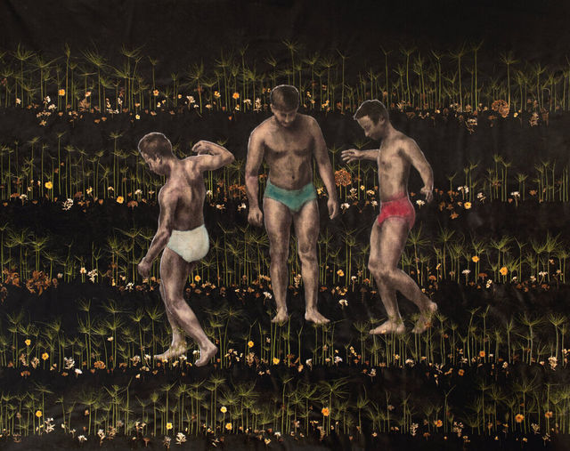 Luis Xertu, Plants, acrylics on canvas, The Three Fates, 2019