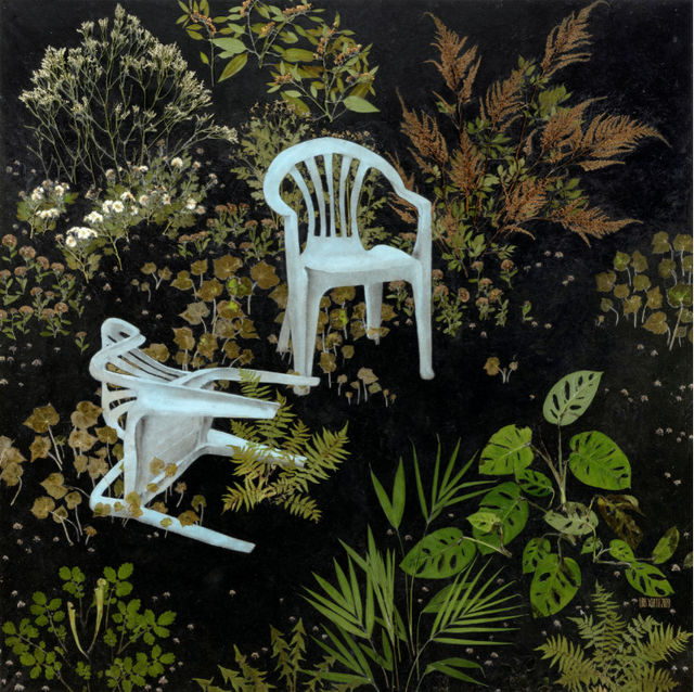 Luis Xertu, Plants, acrylic on canvas, Overgrown, 2020