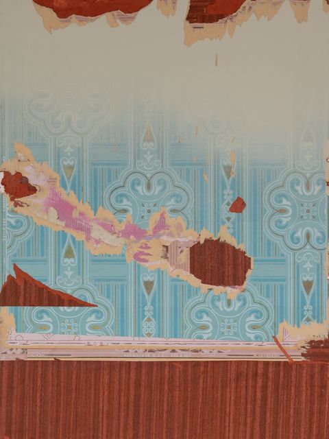 Erik de Bree, Wallpaper and spraypaint on panel, Soviet Series #5, 