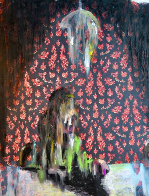 Line Gulsett, Nail polish on cotton canvas, Lockdown #19, 2022