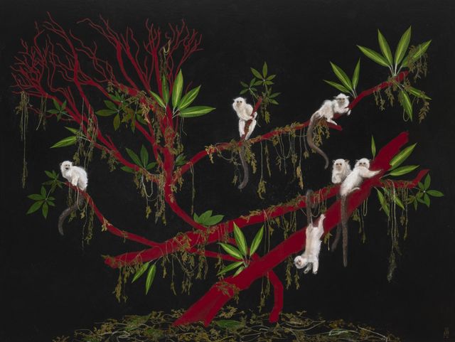 Luis Xertu, Plants, acrylic on canvas, The Bloodline is Kept Alive, 2023