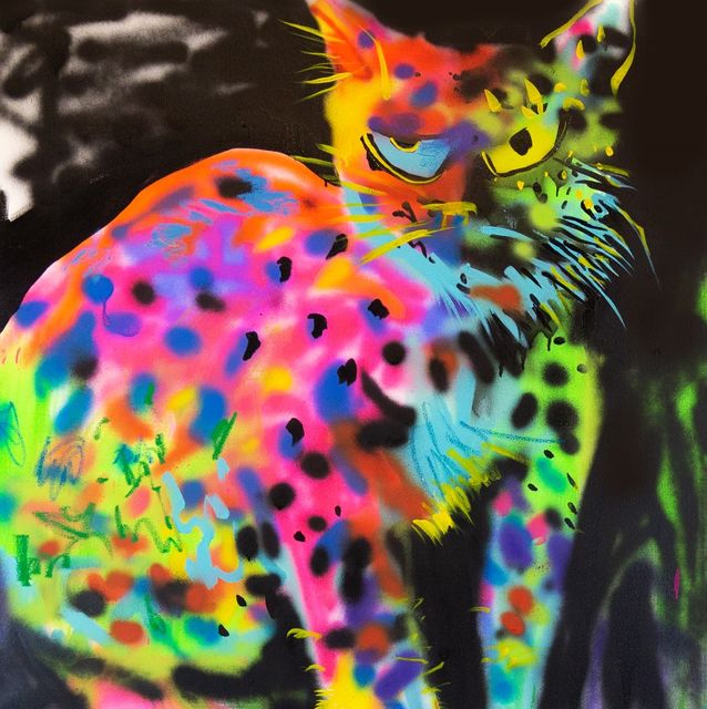 Natalie Westbrook, Oil and acrylic on canvas, Cat, 2023