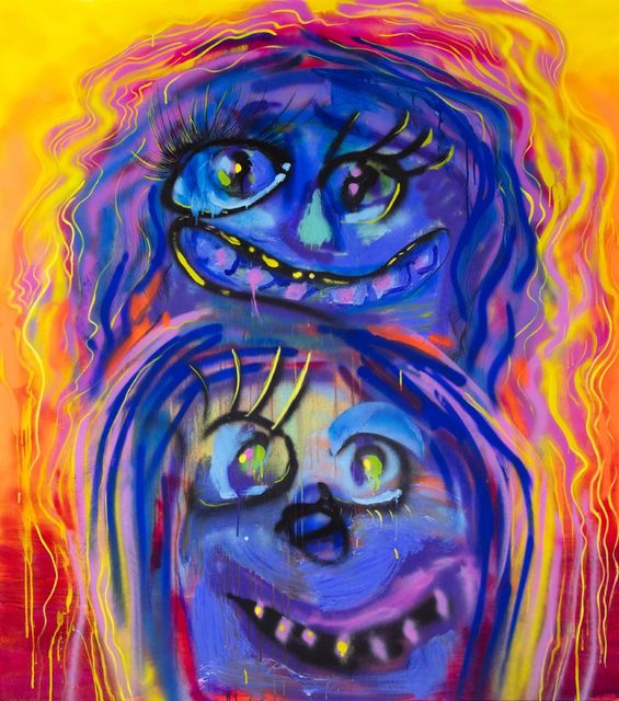 Natalie Westbrook, Oil and acrylic on canvas, Sunrise Smiles, 2021