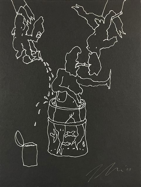 Terry Rodgers, Silver marker on black paper, untitled, 2023