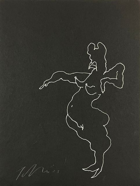 Terry Rodgers, Silver marker on black paper, untitled, 2023