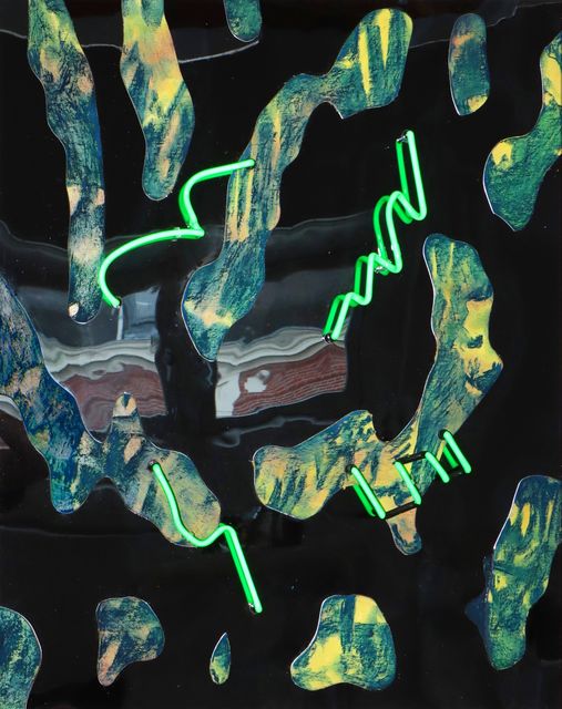 Thijs Zweers, Charcoal, neon, plexiglass on wood, VIBRE, 2024