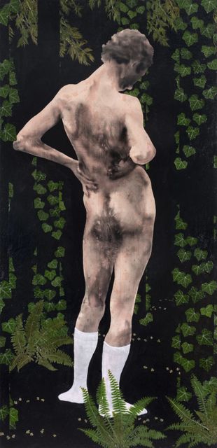 Luis Xertu, Plants, textile and acrylic on canvas, A Community Status for the Isolated (Man with socks), 2023