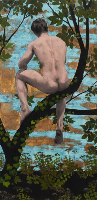 Luis Xertu, Plants, textile and acrylic on canvas, Golden Hour II, 2024