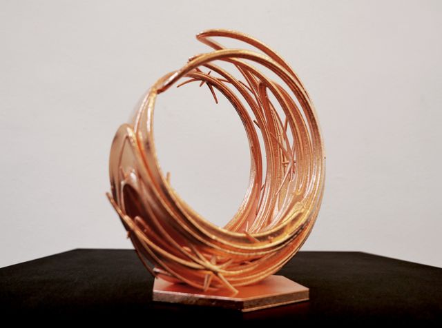 Ashley Zelinskie, 3D printed copper plated nylon, Gravitational Lensing, 2025
